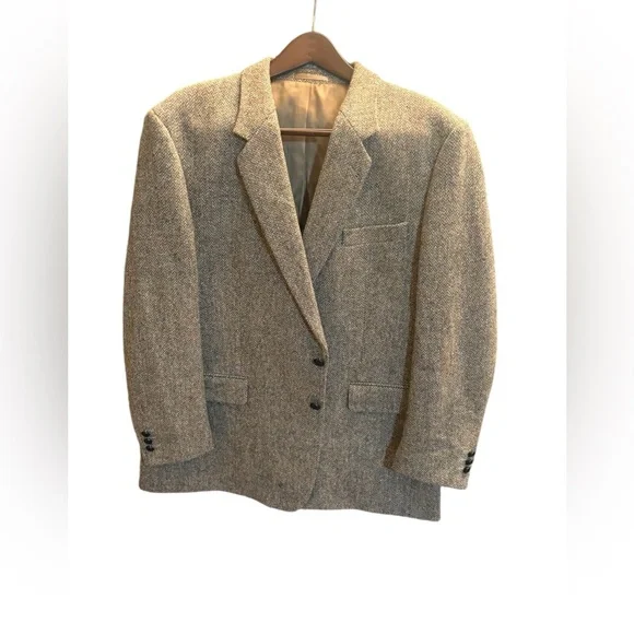 Harris Tweed Men's Vintage Herringbone WoolBlazer Jacket Size 48